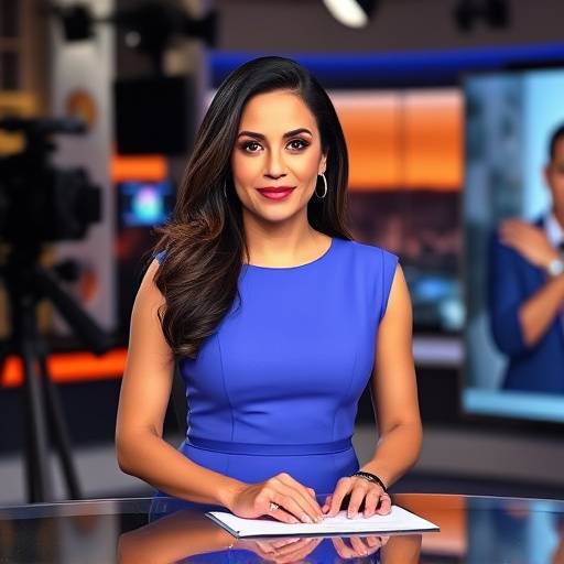 Presentadora de noticias, Isabella Rodriguez, en el set de 'Noticias Miami Hoy'